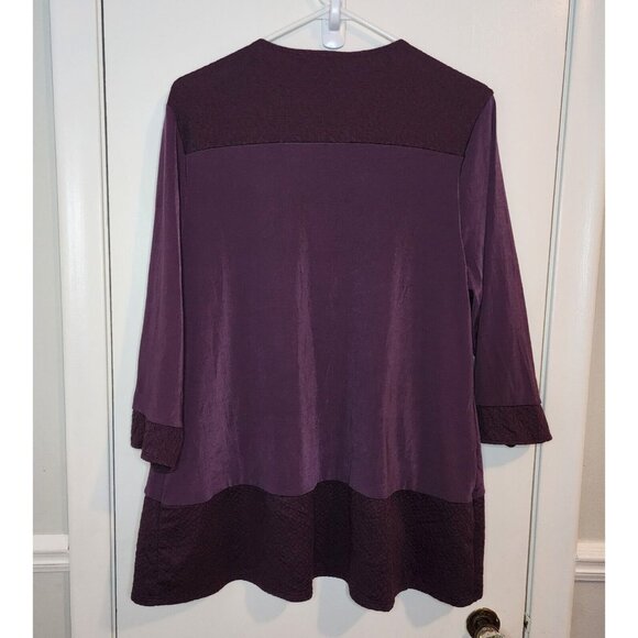 NEW Easywear by Chico's 2 Women's Large Cardigan 3/4 Sleeve Open Front Purple - Picture 3 of 6